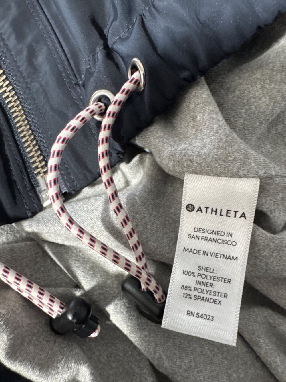 Athleta Chill Bomber Jacket 202074-04 Womens M Navy Captain Lined Zip Drawstring - Picture 4 of 16